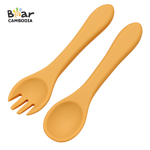 KY Silicone Fork & Spoon - Orange (KY ស៊ីលីកូនសម និងស្លាបព្រា - ពណ៌ទឹកក្រូច)